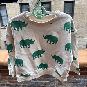 Cream Rhino Print Kids Sweatshirt